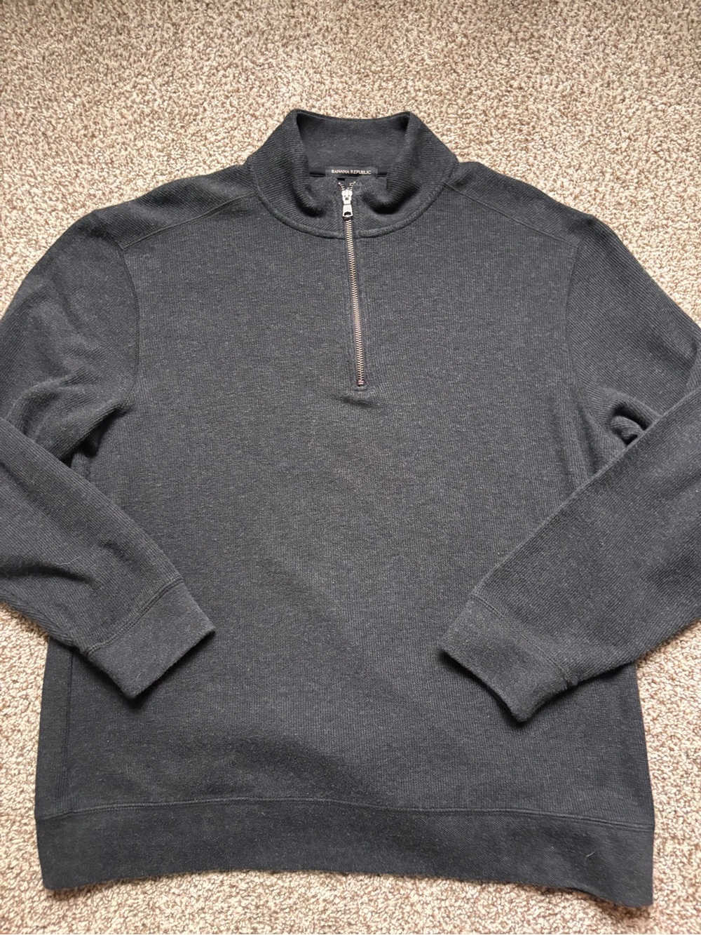 Banana Republic Men's Charcoal Zip-Neck Sweater